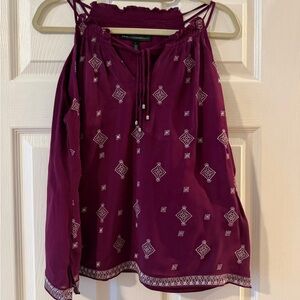 White House Black Market Plum Printed Strappy Camisole